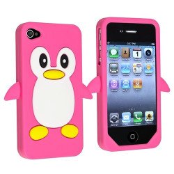 iPhone 4S/4 3D Penguin Case (Hot Pink)